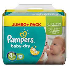 Pampers Jumbo Pack Baby Dry Diapers Size 4+ (76Pcs)