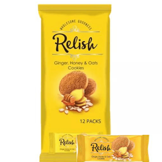 Relish Ginger. Honey & OATS Cookies (12 pack) 504GM
