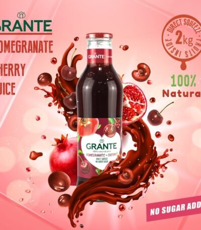 GRANTE 100% Natural Pomegranate + Cherry JUICE 750ML